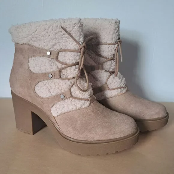 Madden NYC Taupe Lace Boot With Faux Fur Size 10 - Picture 2 of 9